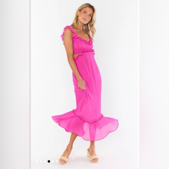 Show Me Your MuMu Dresses & Skirts - SHOW ME YOUR MUMU LANE MIDI DRESS IN PINK CHIFFON